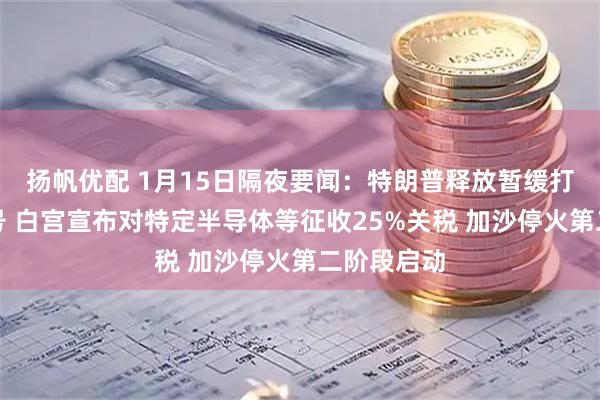 扬帆优配 1月15日隔夜要闻：特朗普释放暂缓打击伊朗信号 白宫宣布对特定半导体等征收25%关税 加沙停火第二阶段启动